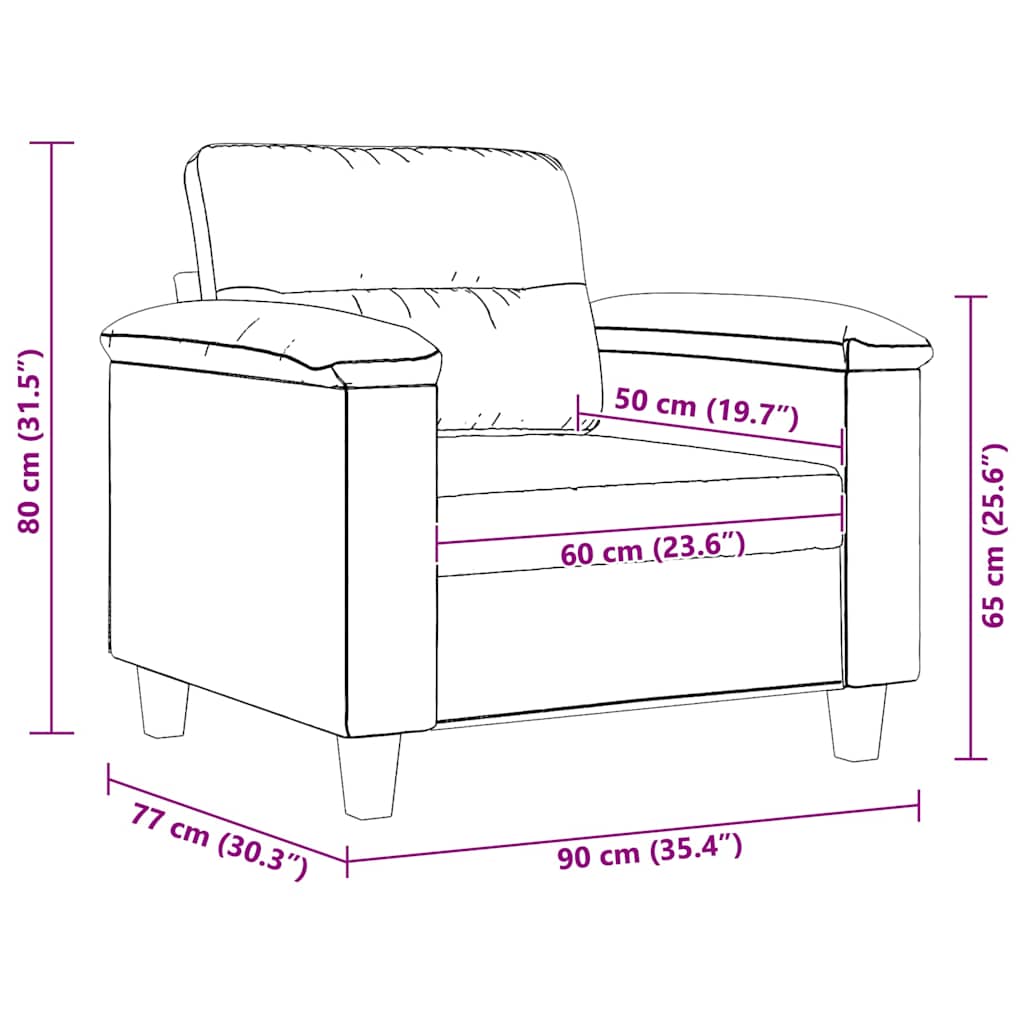 Fauteuil 60 cm microvezelstof lichtgrijs