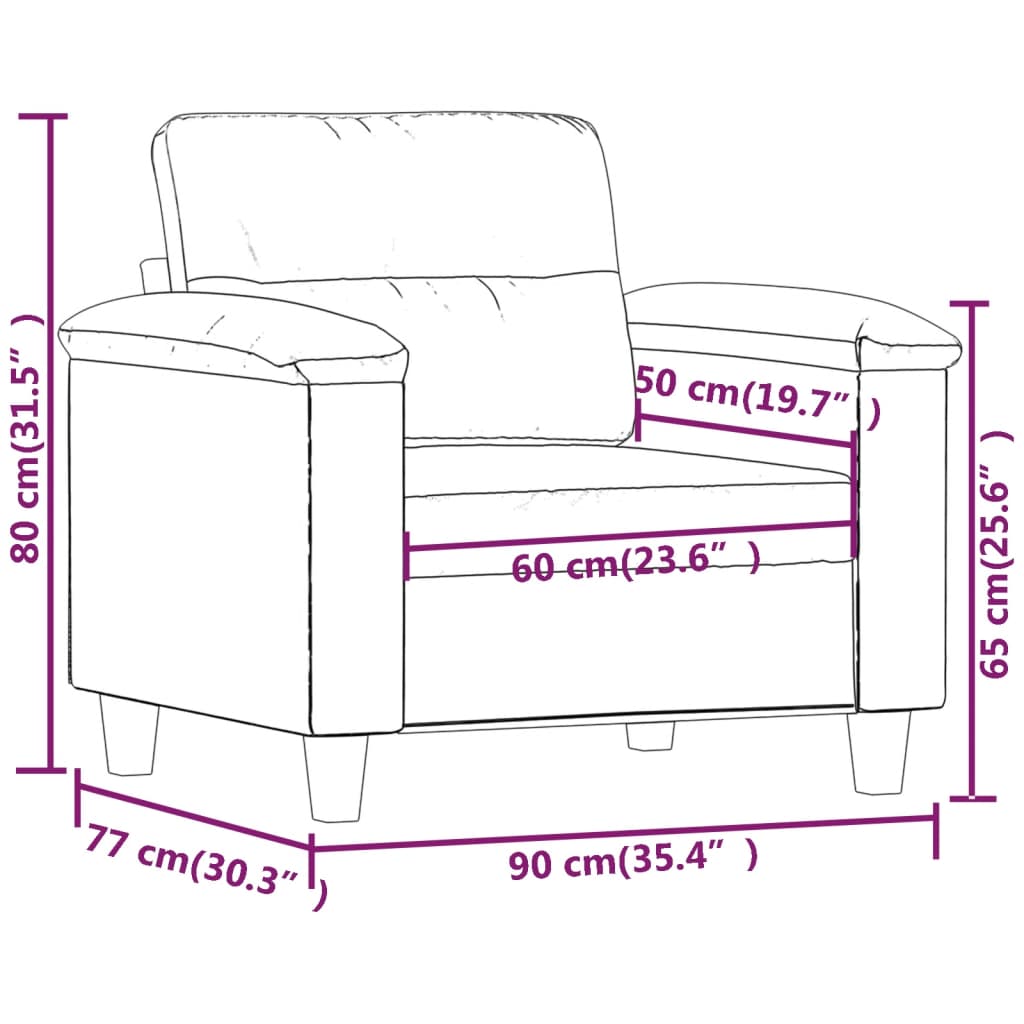 Fauteuil 60 cm microvezelstof donkergrijs