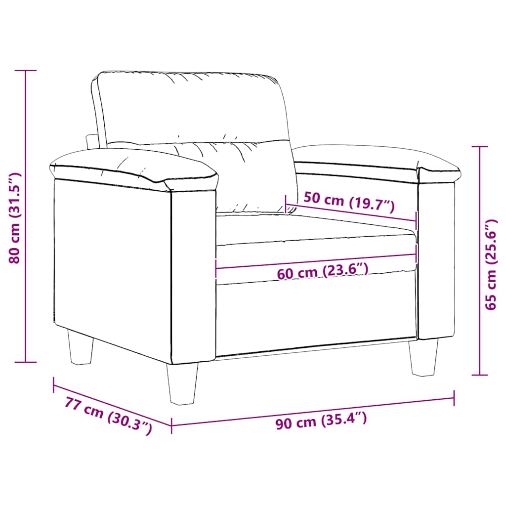 Fauteuil 60 cm microvezelstof zwart