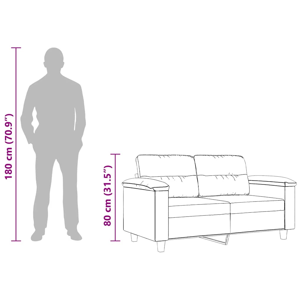 Tweezitsbank 120 cm microvezelstof lichtgrijs