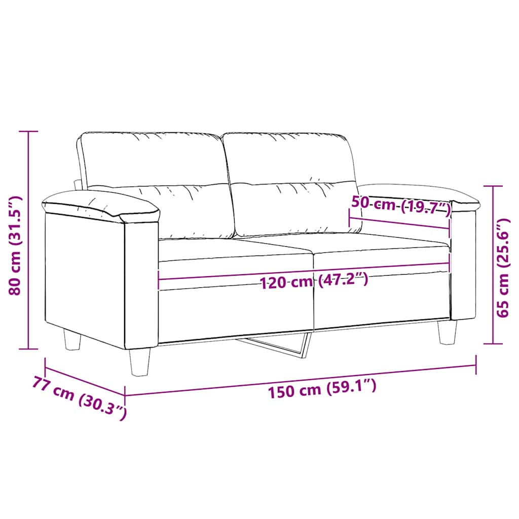 Tweezitsbank 120 cm microvezelstof zwart
