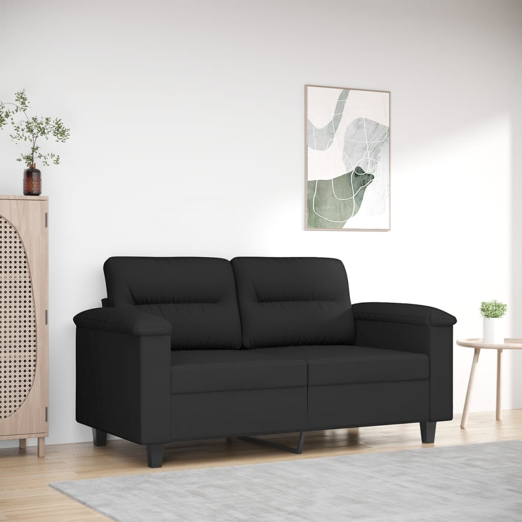 Tweezitsbank 120 cm microvezelstof zwart