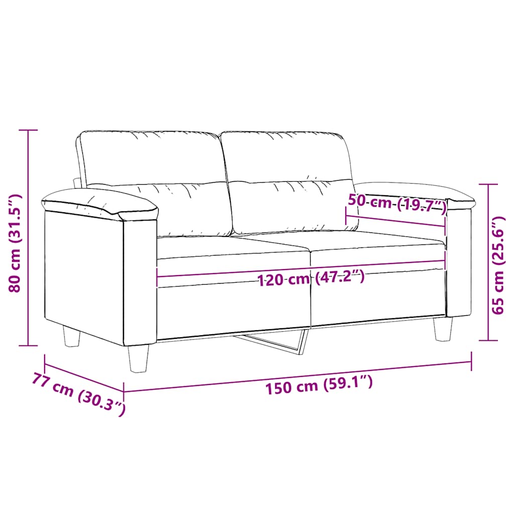 Tweezitsbank 120 cm microvezelstof beige