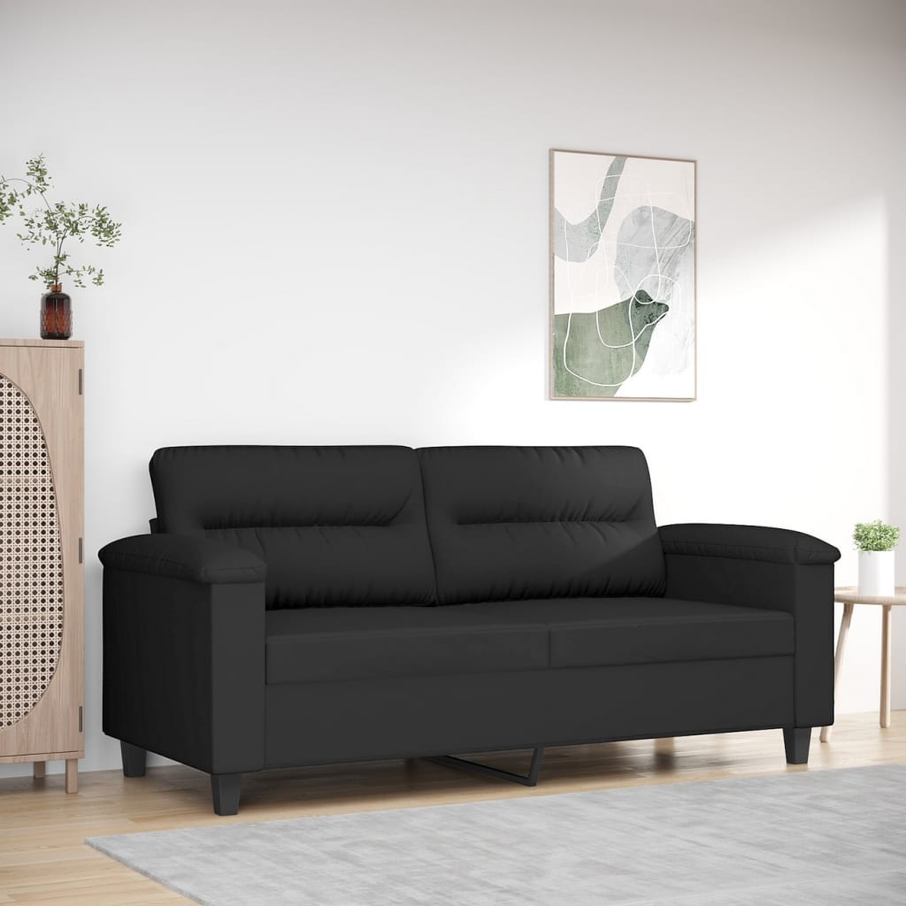 Tweezitsbank 140 cm microvezelstof zwart