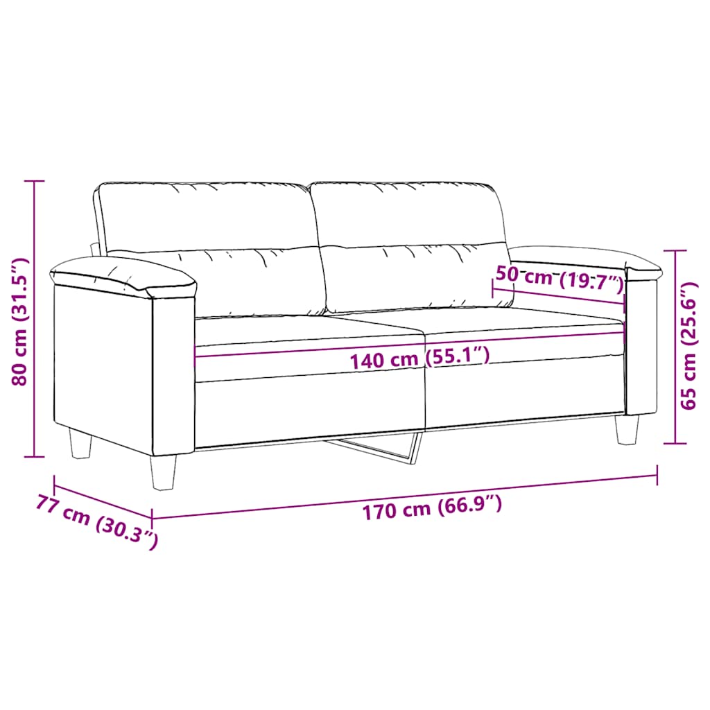 Tweezitsbank 140 cm microvezelstof crème
