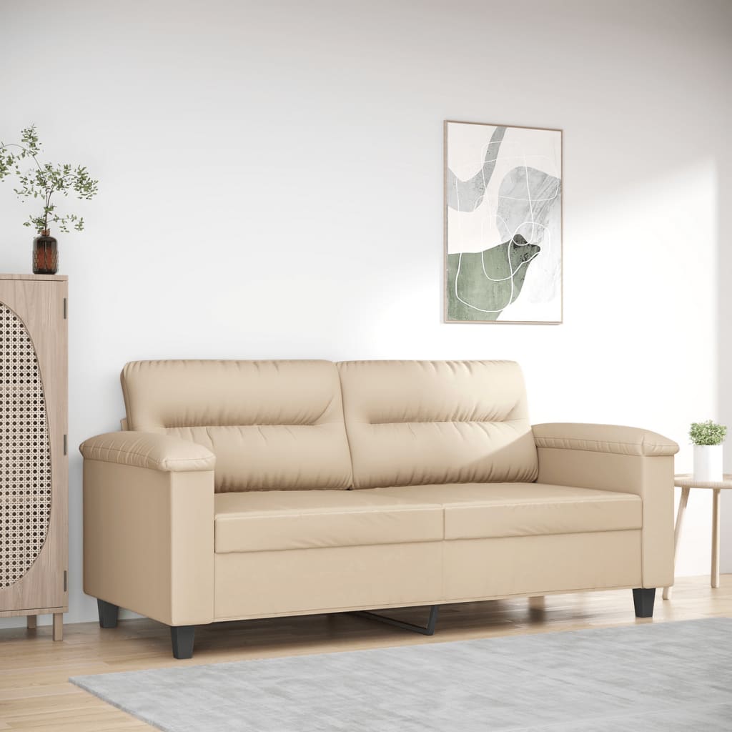 Tweezitsbank 140 cm microvezelstof crème