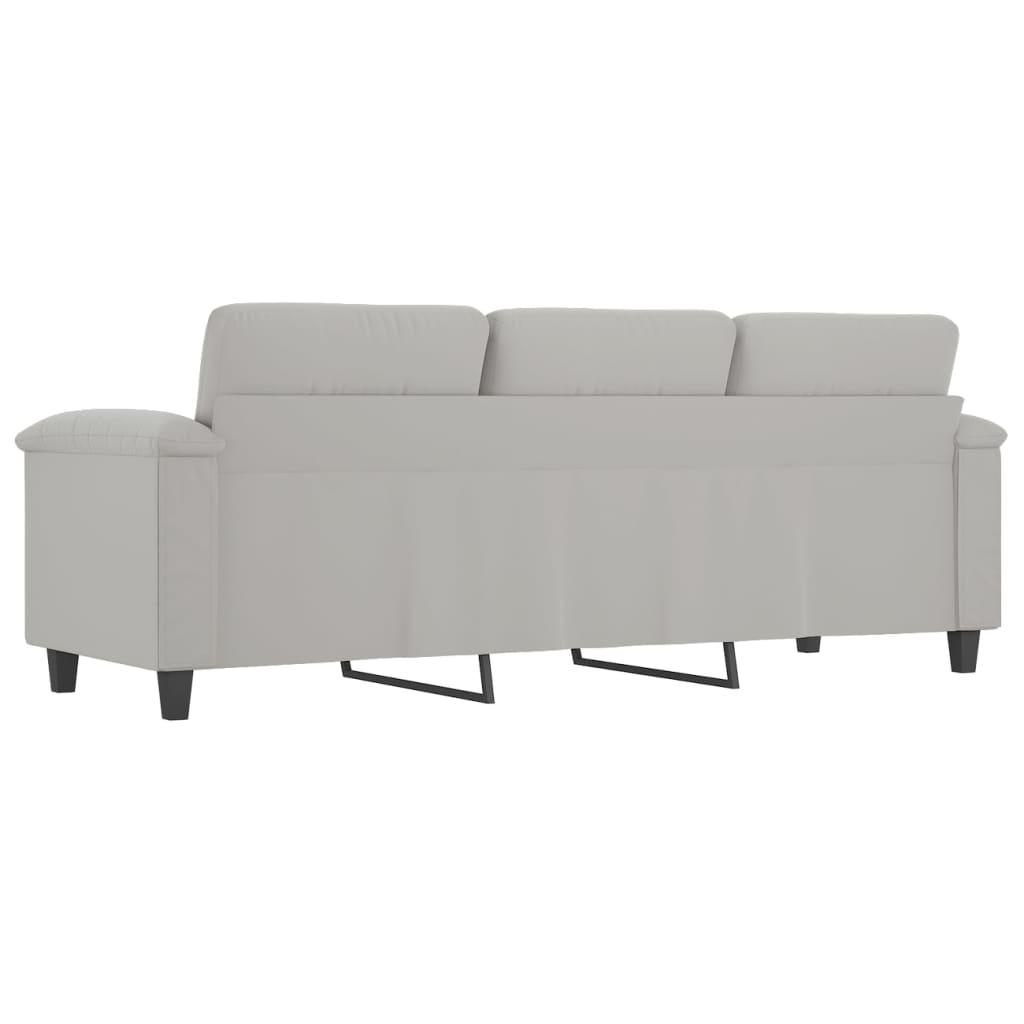 Driezitsbank 180 cm microvezelstof lichtgrijs