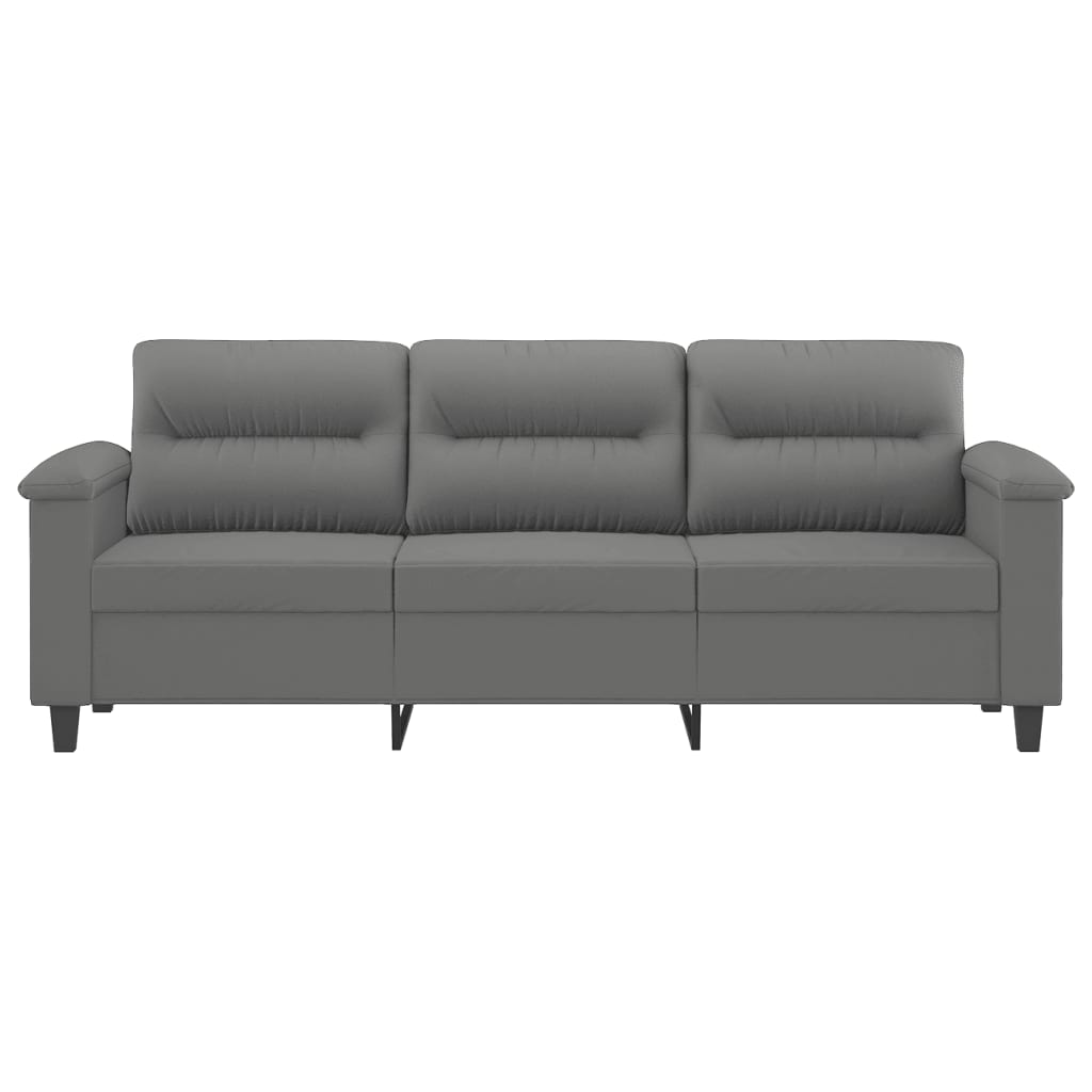 Driezitsbank 180 cm microvezelstof donkergrijs