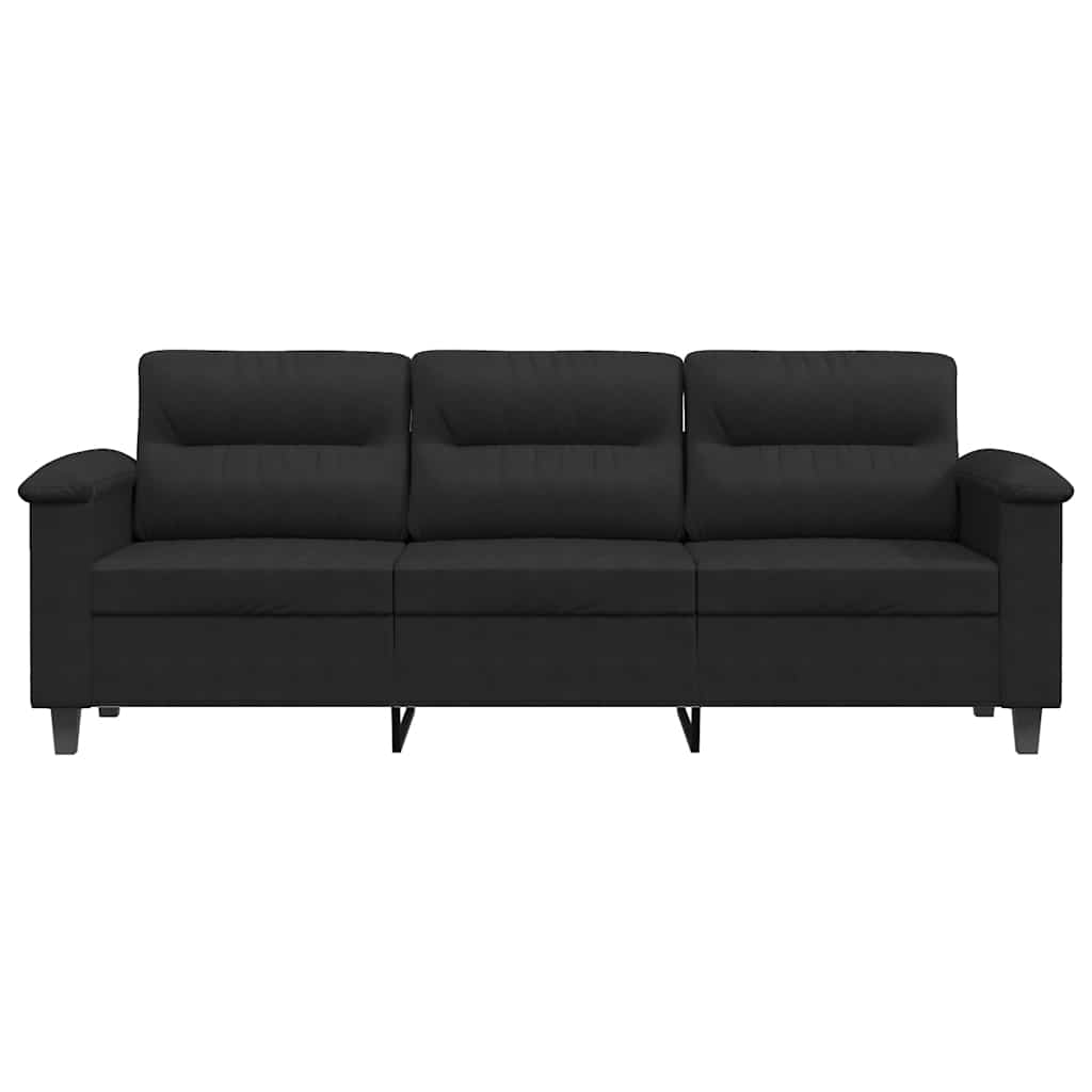 Driezitsbank 180 cm microvezelstof zwart