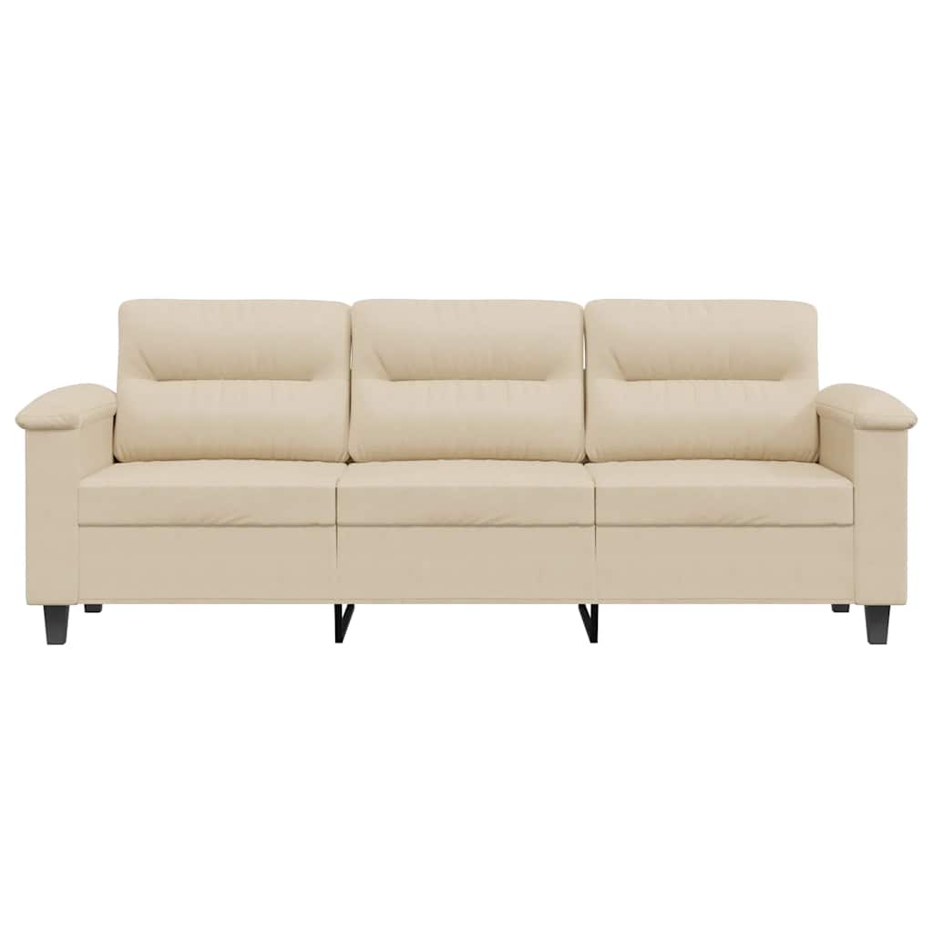 Driezitsbank 180 cm microvezelstof crèmekleurig
