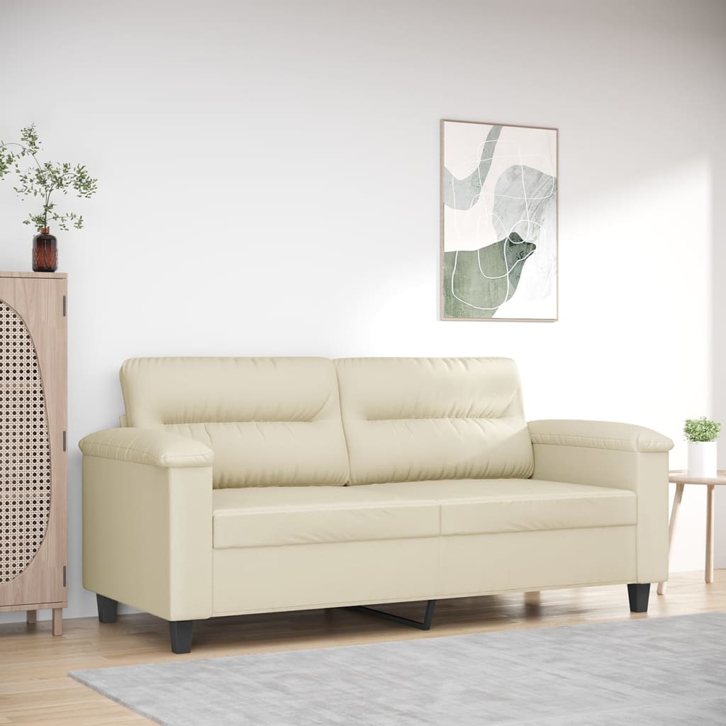 Tweezitsbank 140 cm kunstleer crèmekleurig