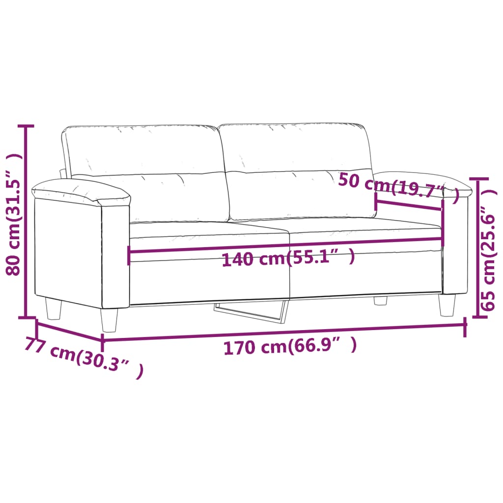 Tweezitsbank 140 cm kunstleer grijs