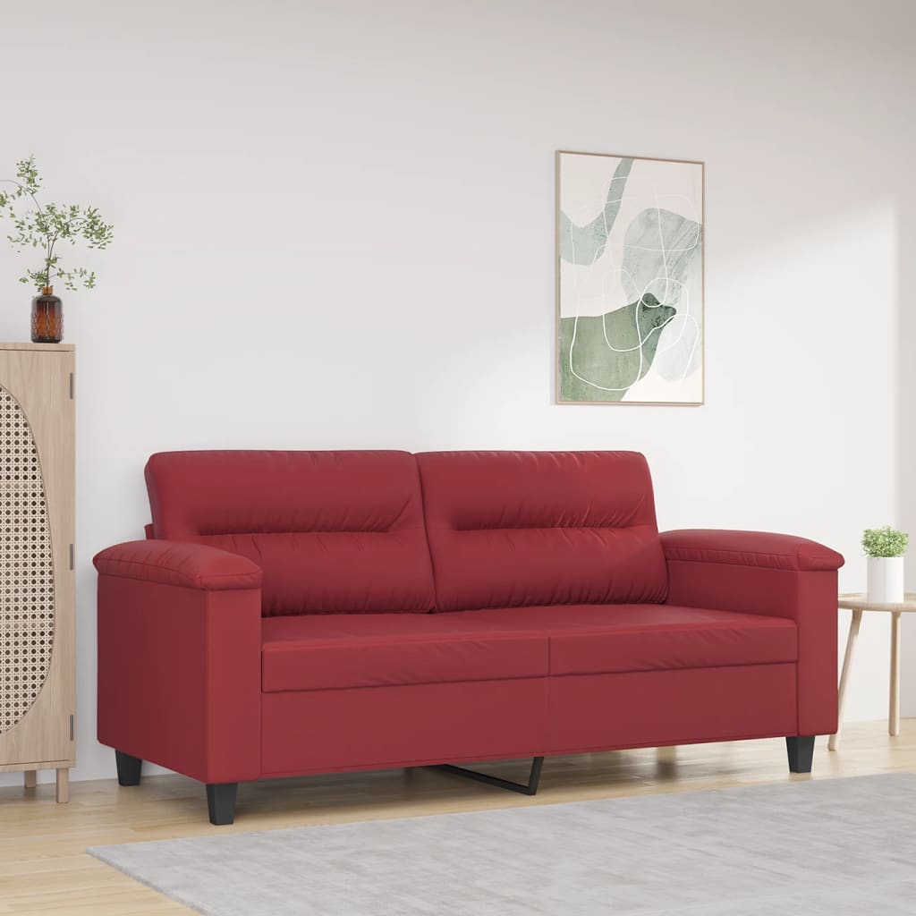 Tweezitsbank 140 cm kunstleer wijnrood