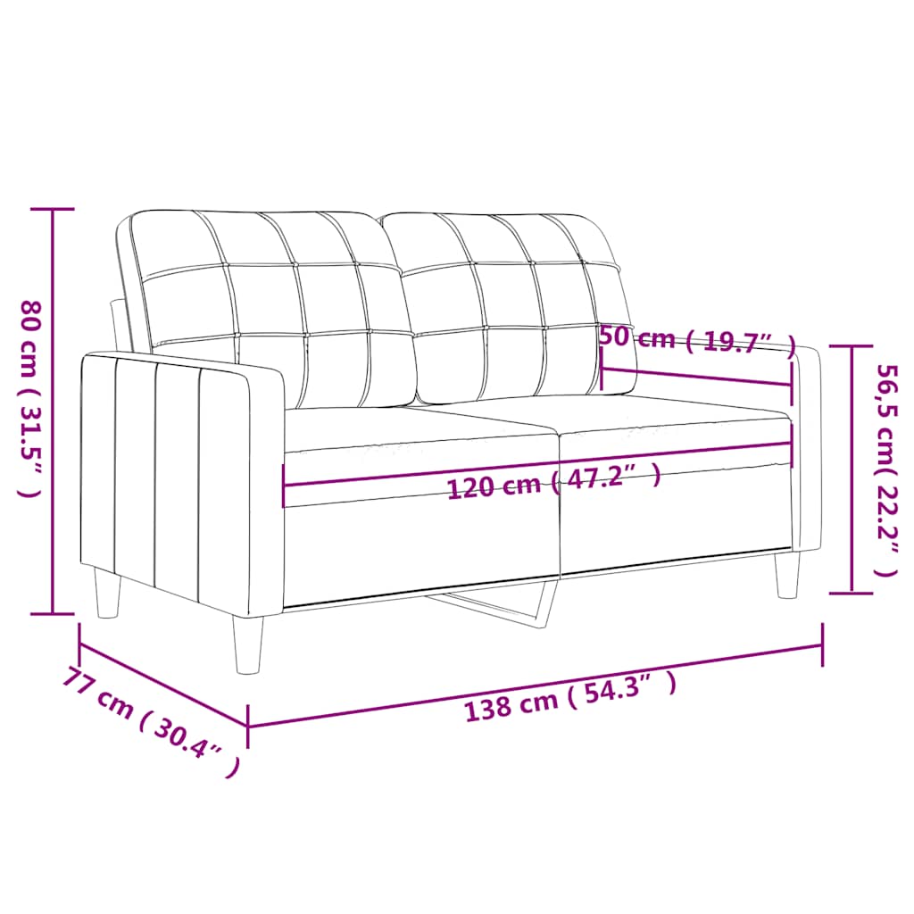 Tweezitsbank 120 cm stof lichtgrijs