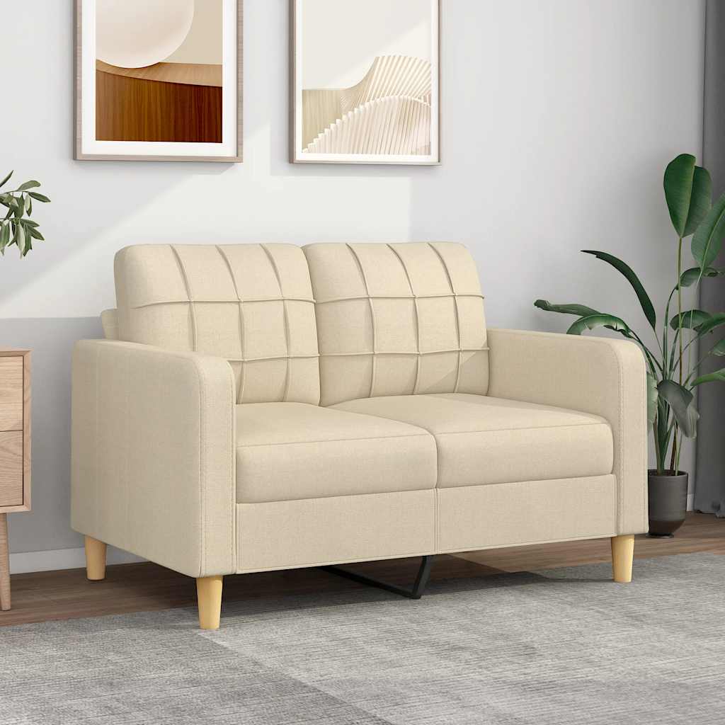 Tweezitsbank 120 cm stof crèmekleurig