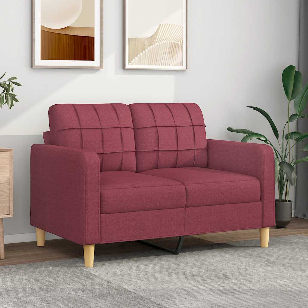 Tweezitsbank 120 cm stof wijnrood