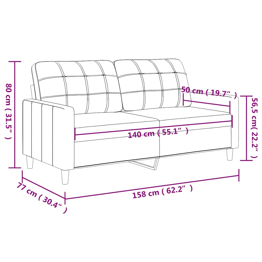 Tweezitsbank 140 cm stof lichtgrijs