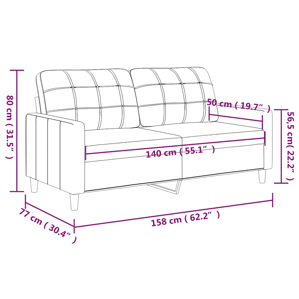 Tweezitsbank 140 cm stof donkergrijs