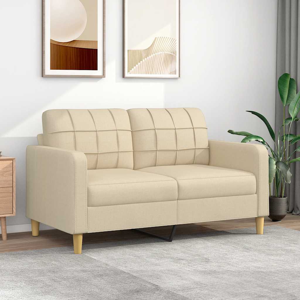 Tweezitsbank 140 cm stof crèmekleurig