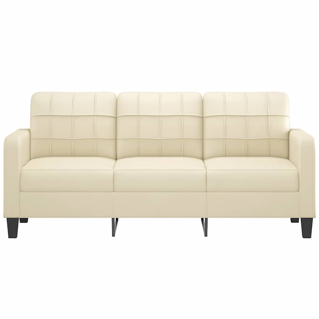 Driezitsbank 180 cm kunstleer crèmekleurig