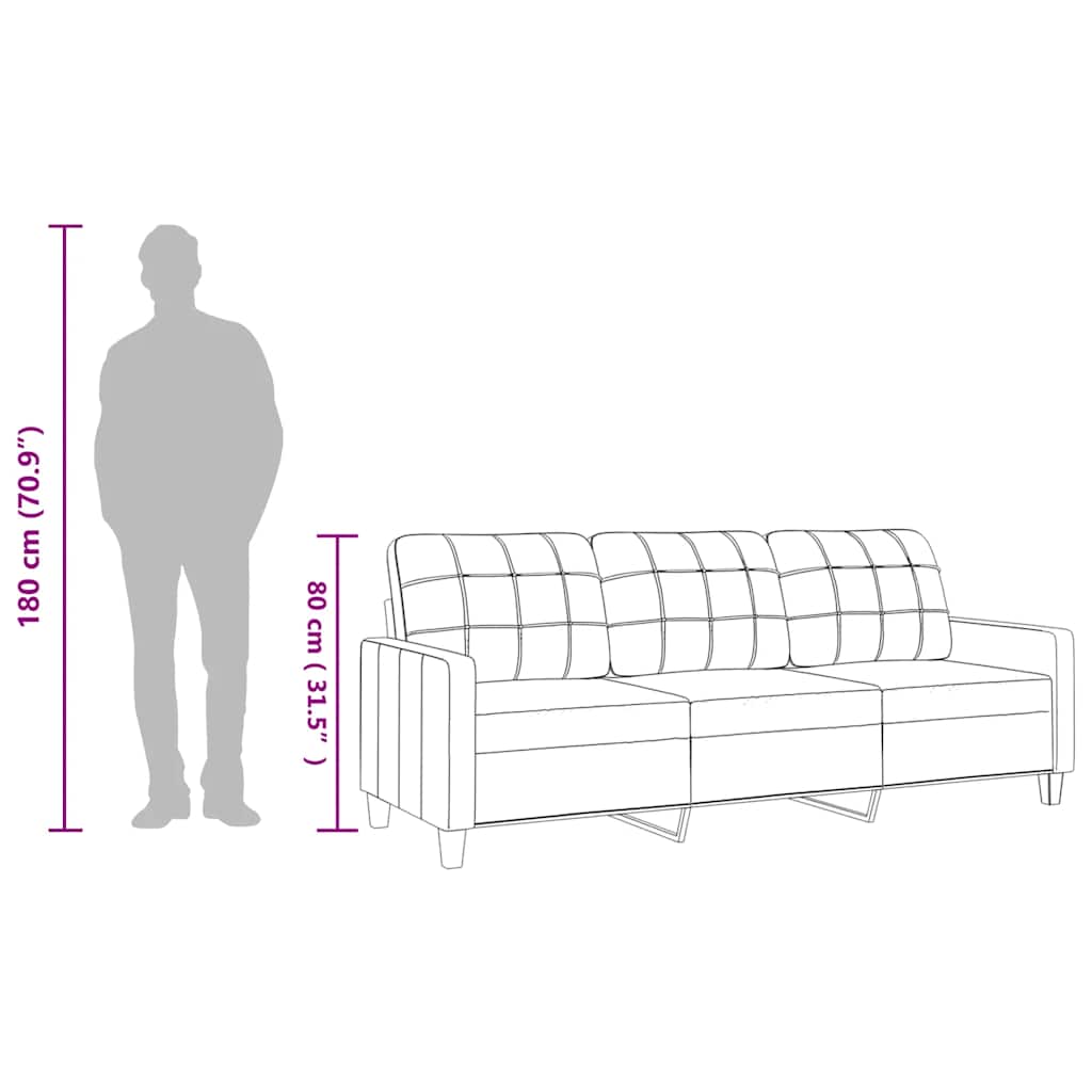 Driezitsbank 180 cm kunstleer crèmekleurig