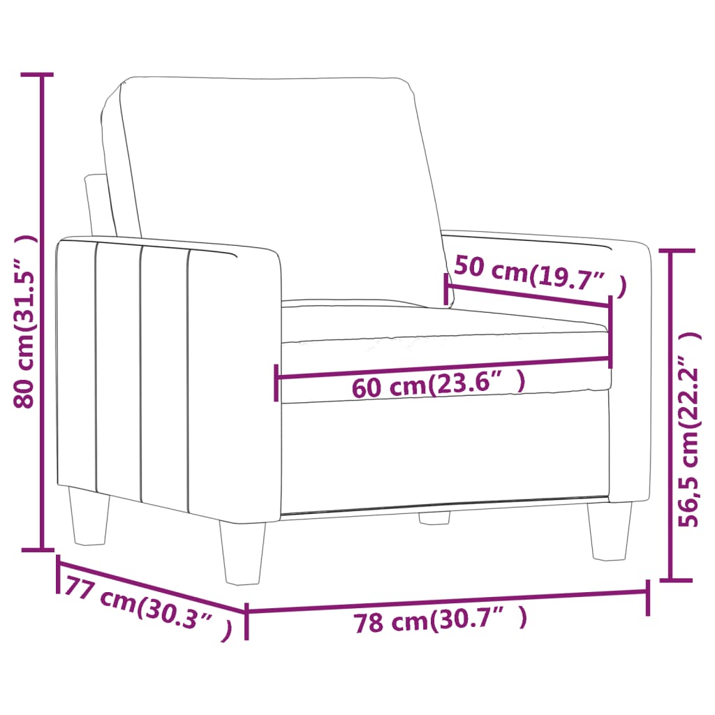 Fauteuil 60 cm kunstleer zwart