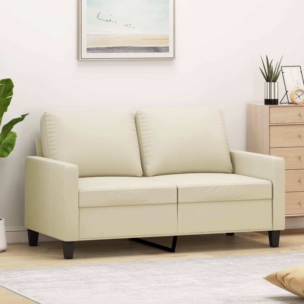 Tweezitsbank 120 cm kunstleer crèmekleurig
