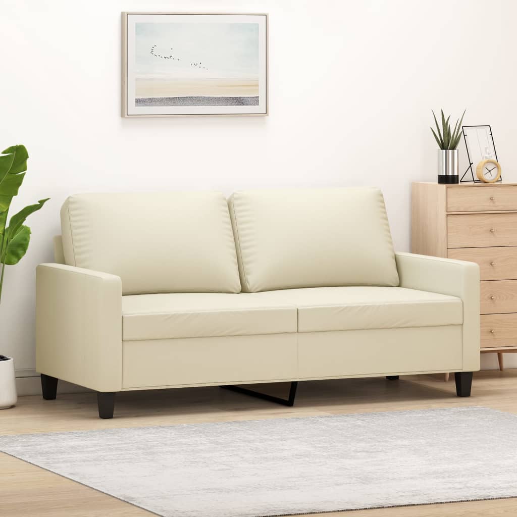 Tweezitsbank 140 cm kunstleer crèmekleurig