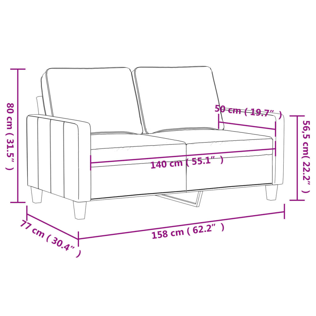 Tweezitsbank 140 cm kunstleer wijnrood