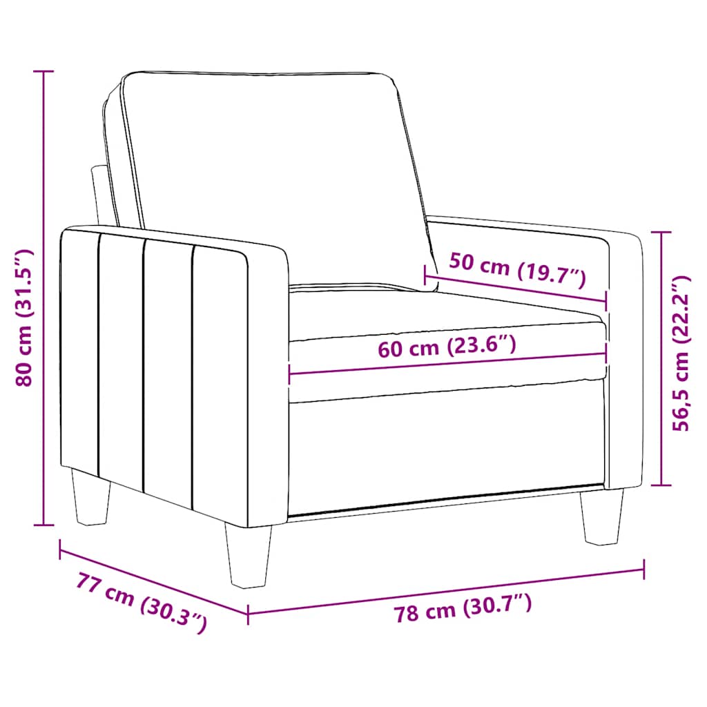 Fauteuil 60 cm stof lichtgrijs