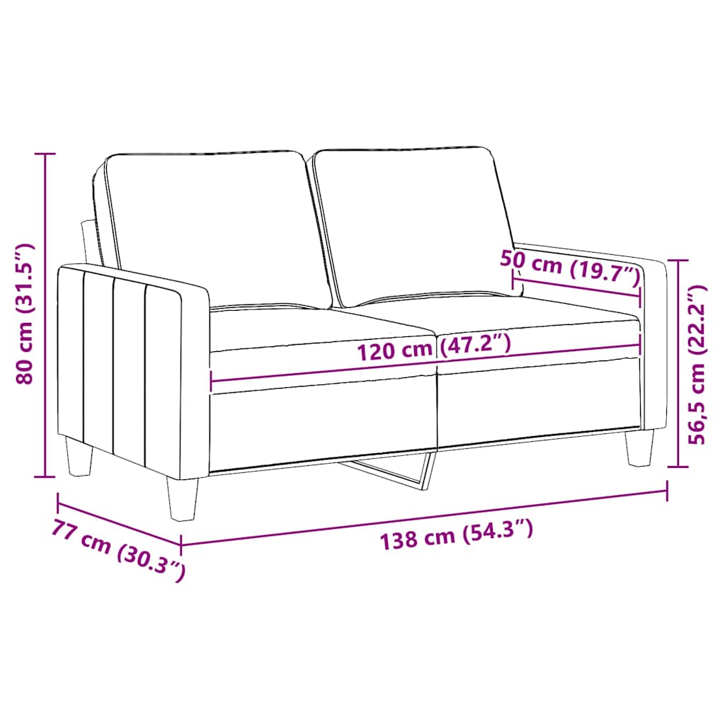 Tweezitsbank 120 cm stof bruin