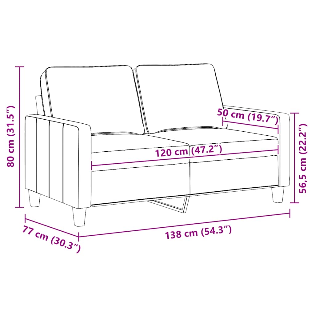 Tweezitsbank 120 cm stof zwart