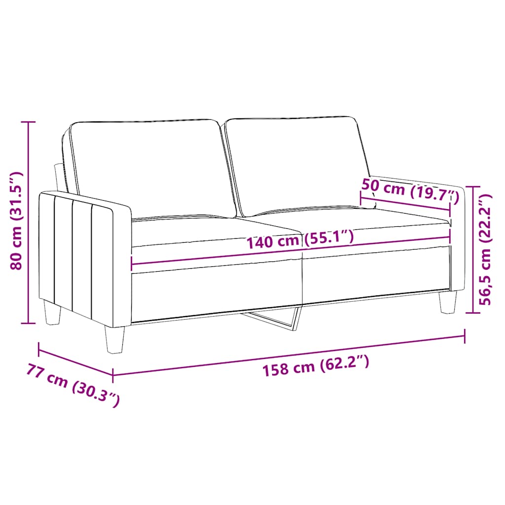 Tweezitsbank 140 cm stof zwart