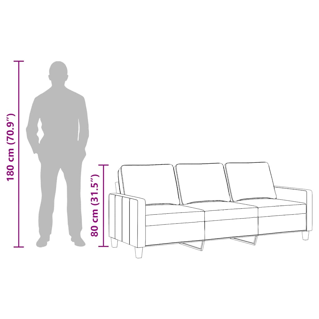 Driezitsbank 180 cm stof lichtgrijs