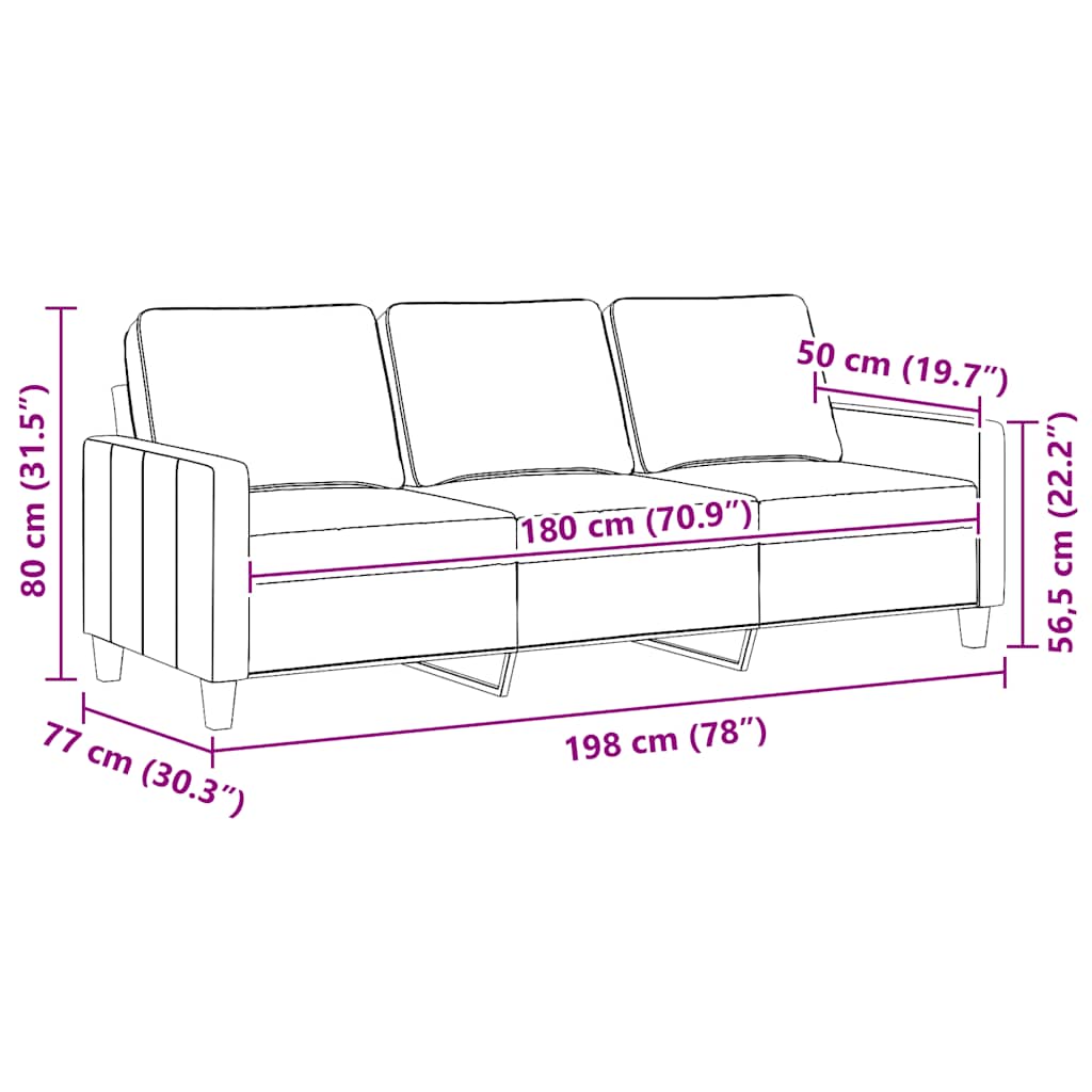 Driezitsbank 180 cm stof bruin