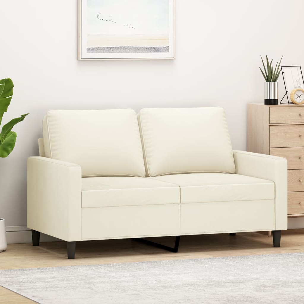 Tweezitsbank 120 cm fluweel crèmekleurig
