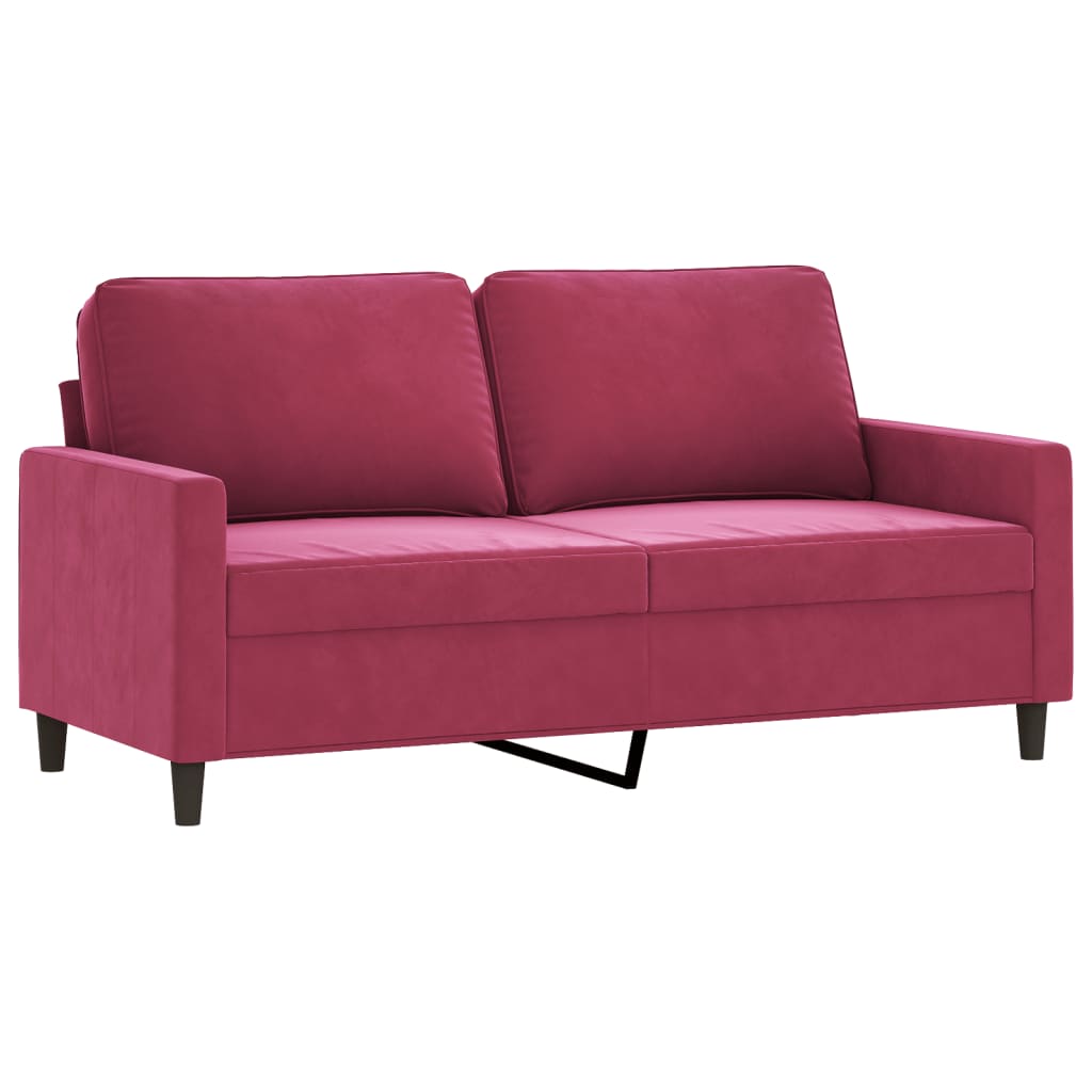 Tweezitsbank 140 cm fluweel wijnrood