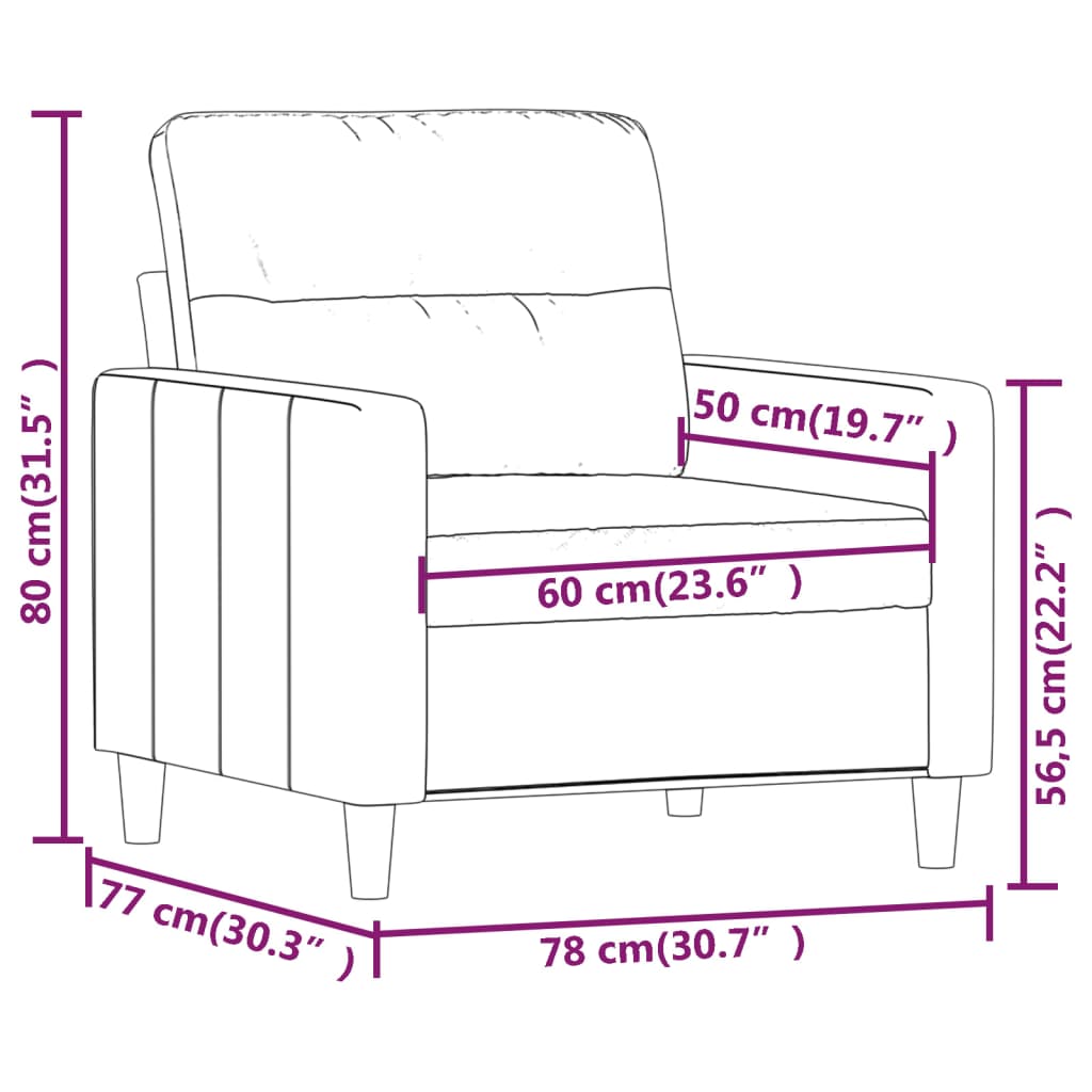 Fauteuil 60 cm stof crèmekleurig