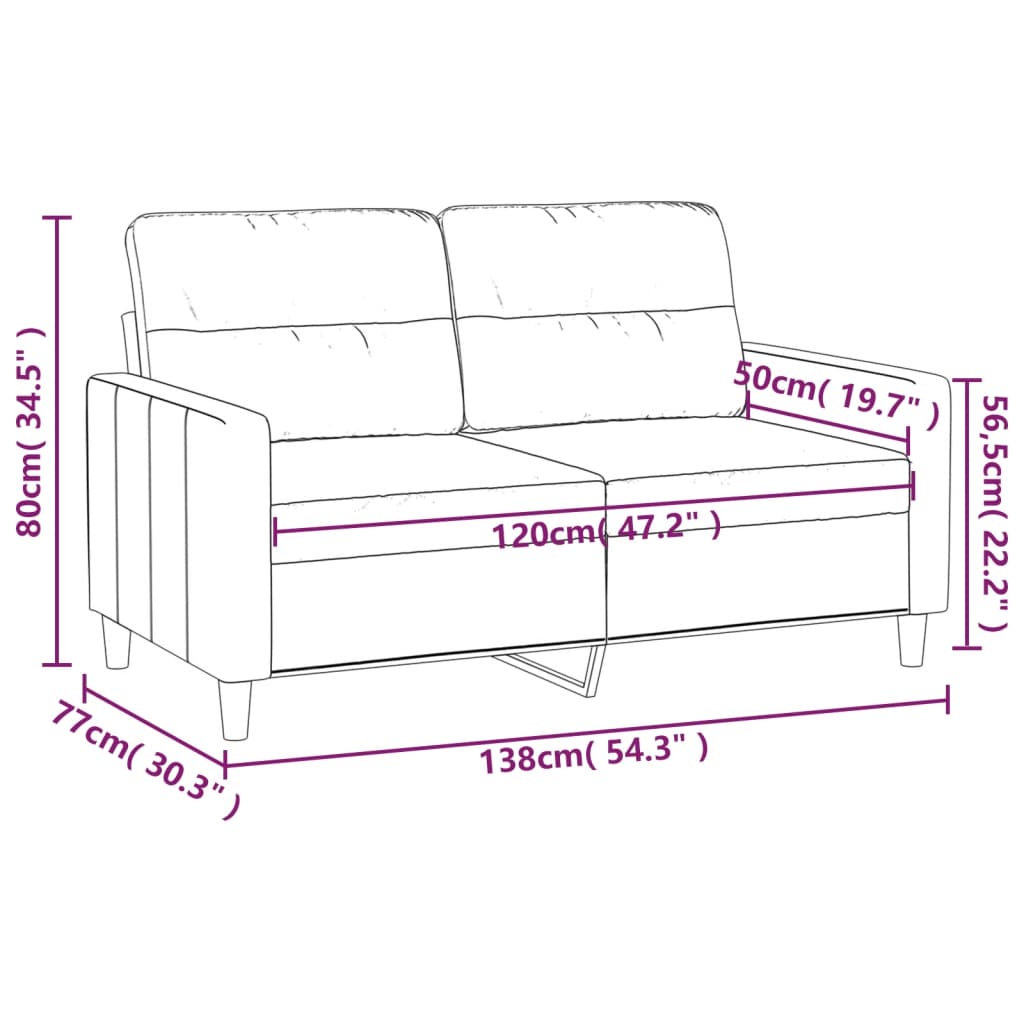 Tweezitsbank 120 cm stof donkergrijs