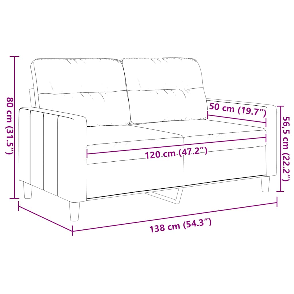 Tweezitsbank 120 cm stof bruin