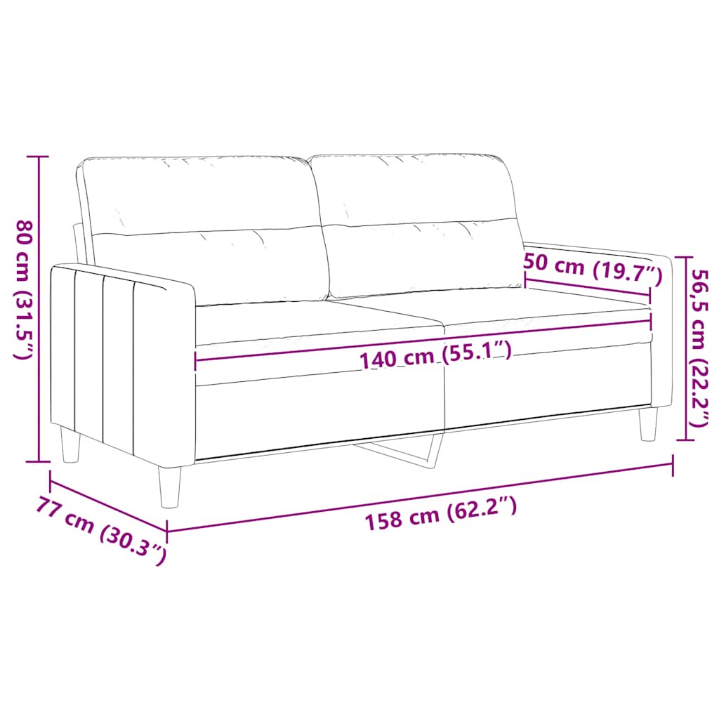 Tweezitsbank 140 cm stof crèmekleurig