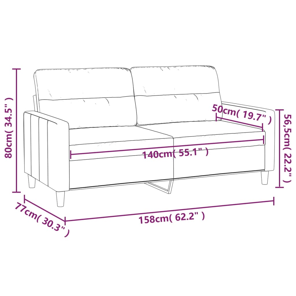Tweezitsbank 140 cm stof bruin