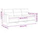 Driezitsbank 180 cm stof zwart
