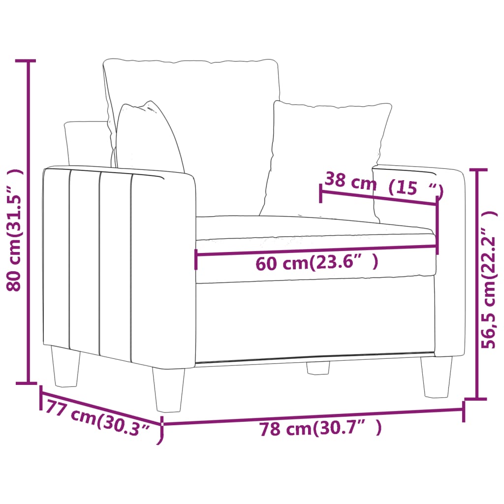 Fauteuil 60 cm stof lichtgrijs