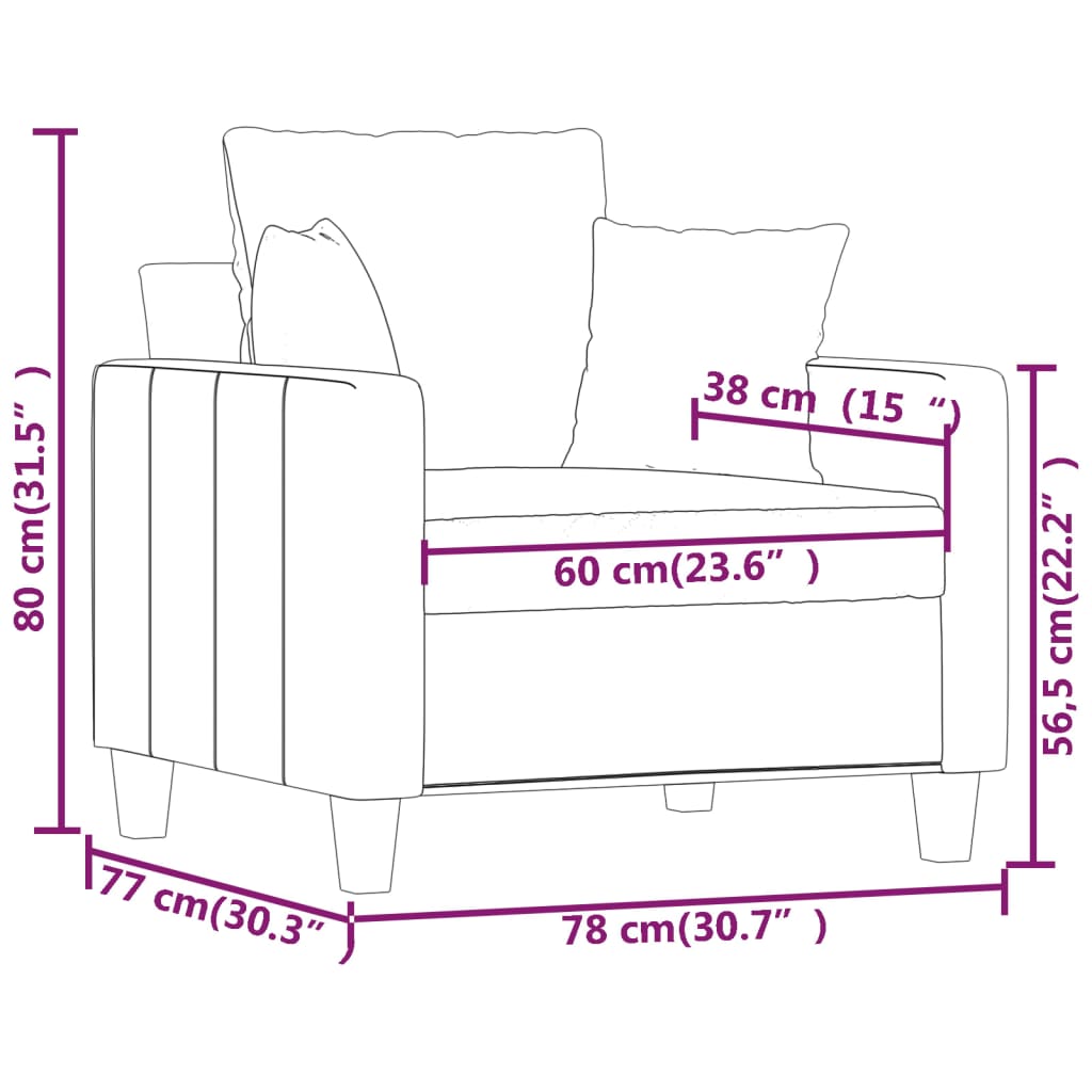 Fauteuil 60 cm stof zwart