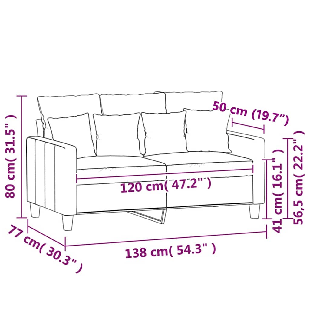 Tweezitsbank 120 cm stof crèmekleurig