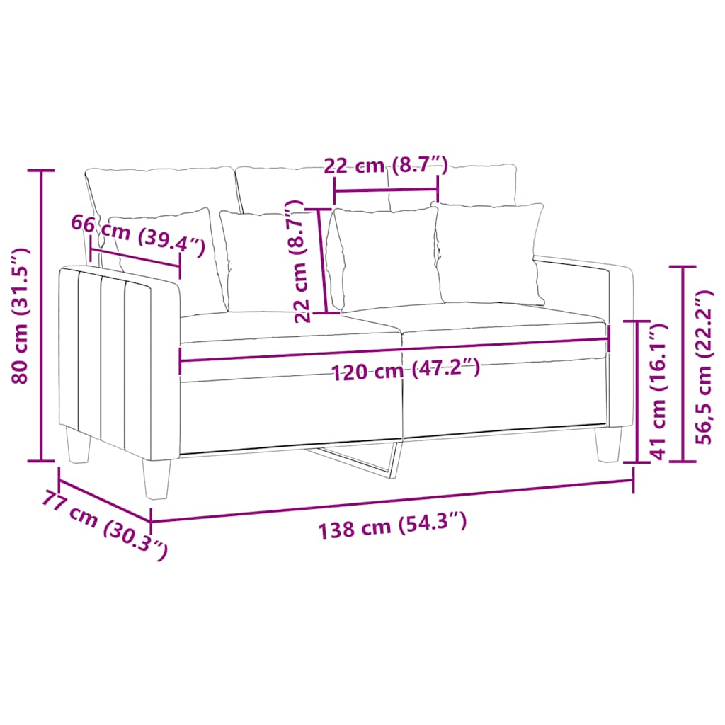 Tweezitsbank 120 cm stof lichtgeel