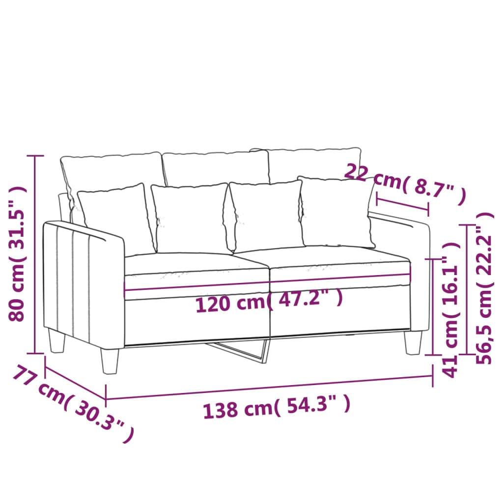 Tweezitsbank 120 cm stof wijnrood