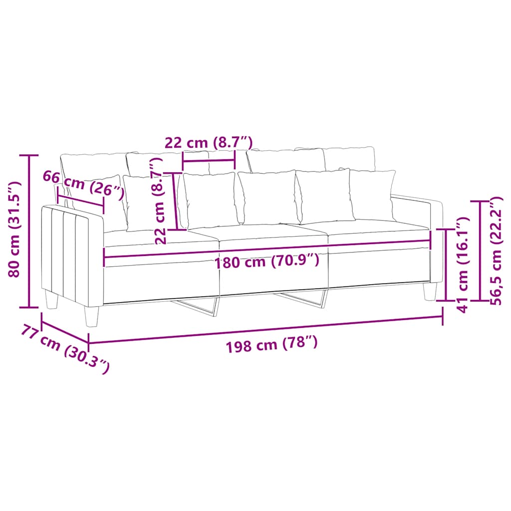 Driezitsbank 180 cm stof bruin