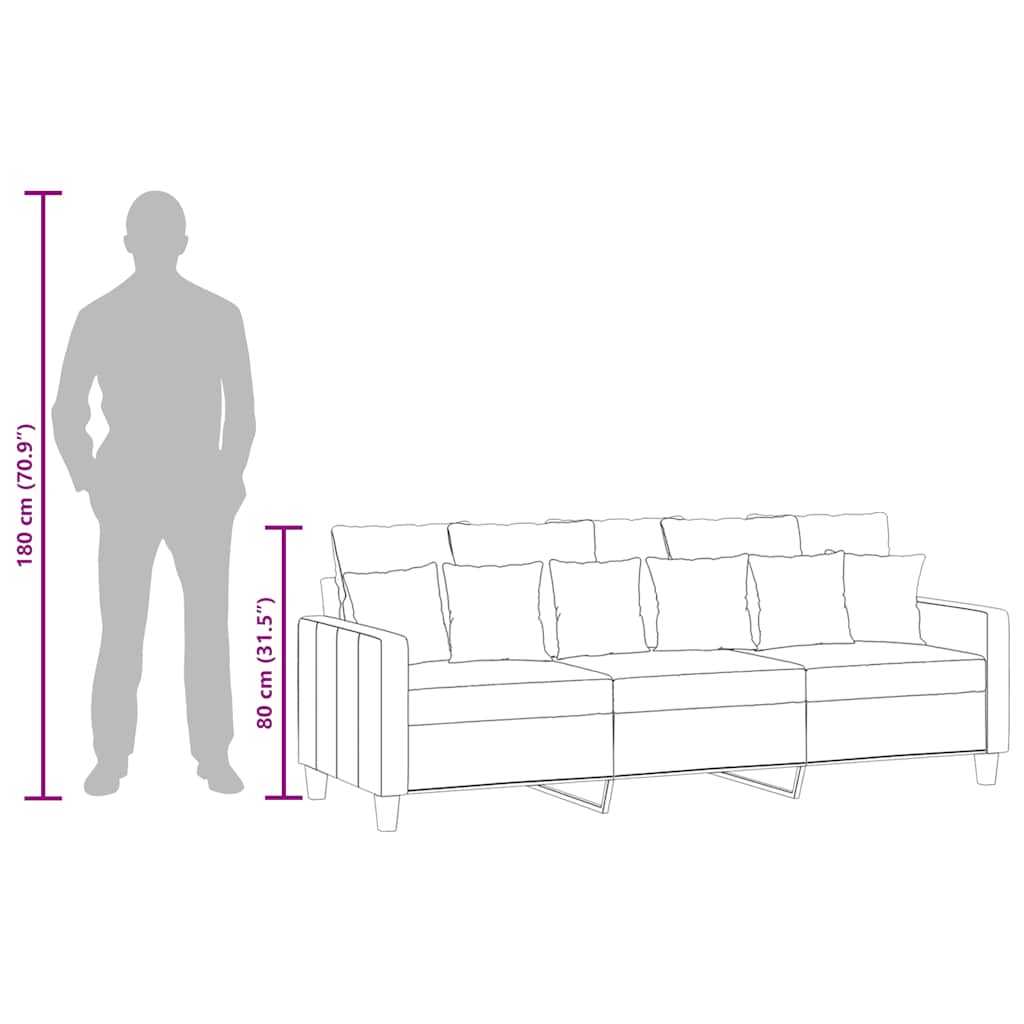 Driezitsbank 180 cm stof bruin